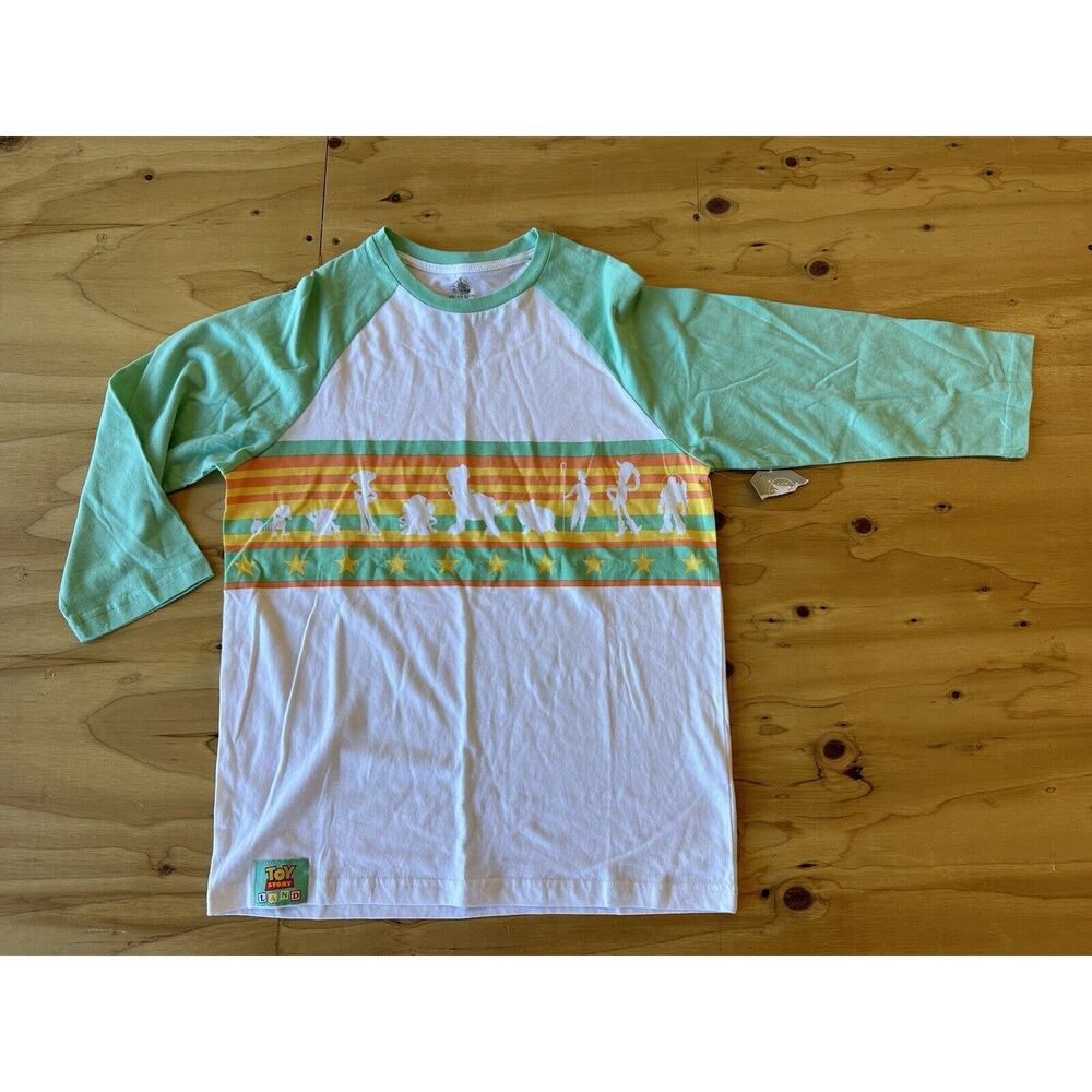 Disney Pixar Toy Story Land Raglan Tee Womens Small Mint Green Baseball T Shirt